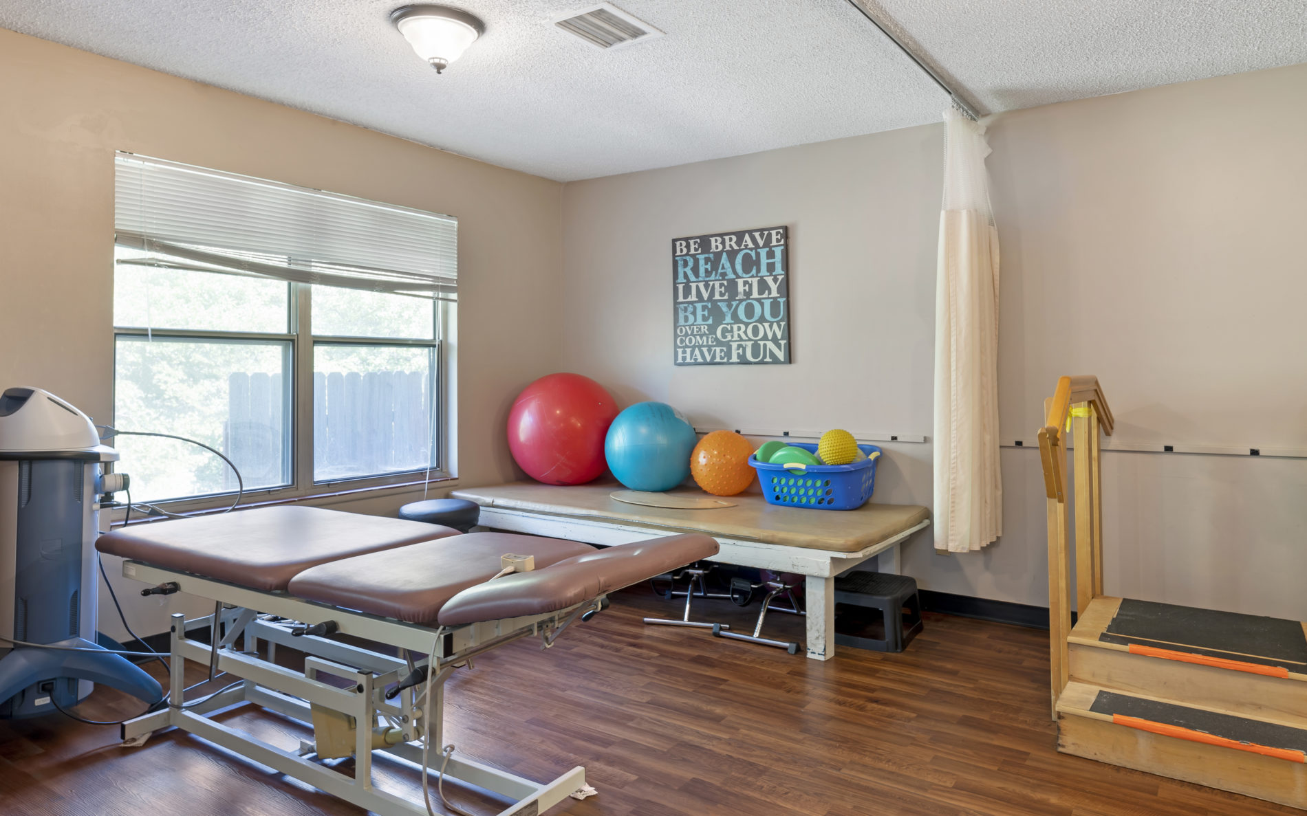 Therapy gym with exercise equipment